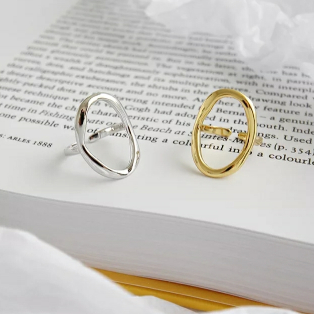 NEW SILVER / GOLD PLATED CIRCLE ADJUSTABLE RING - Picture 4 of 6